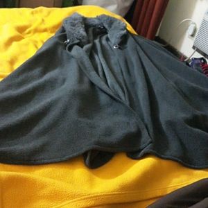 Gray winter poncho